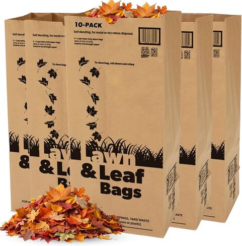Duro Bags 21089 2-Ply Garbax Lawn and Leaf Bag, 50 lb, 16 in L x 12 in W x 35 in D, Paper, Kraft, (Pack of 5) in Saudi Arabia