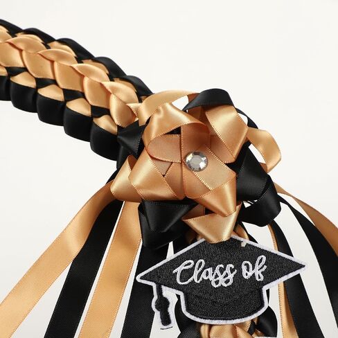 Graduation Leis Class of 2025 Grad Handmade Ribbon Lei Double Braided Ribbon Necklace with Grad Letters,47.2Inch in Saudi Arabia
