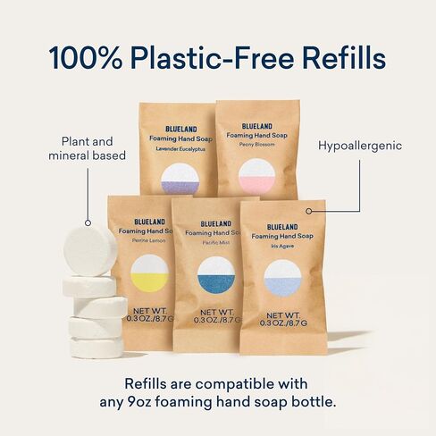 BLUELAND Foaming Hand Soap Refill Tablets, 4-Pack, Variety Scents, Eco Friendly Cleaning Products, 4 x 9 Fl oz in Saudi Arabia