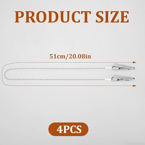 4 PCS Dental Bib Clips Metal Napkin Clip Chain Lanyard with Ball Chains Adjustable Napkin Holder for Adults Elders Clamp Napkin Neck Chain Clips Silver in Saudi Arabia