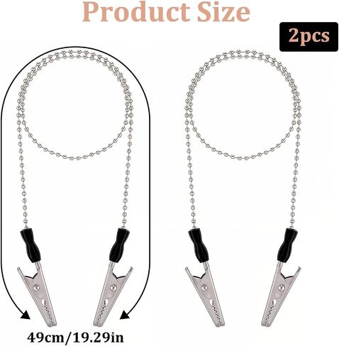 2 PCS Dental Bib Chain with Clips Metal Napkin Clip Chain Adjustable Reusable Running Bib Clips Keep Your Napkin Securely Placed While Dining, Silver in Saudi Arabia