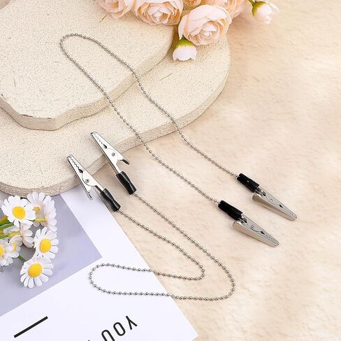 2 PCS Dental Bib Chain with Clips Metal Napkin Clip Chain Adjustable Reusable Running Bib Clips Keep Your Napkin Securely Placed While Dining, Silver in Saudi Arabia