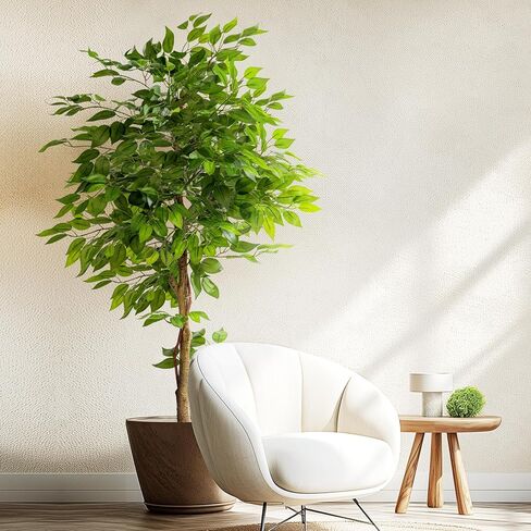 7ft شجرة الاصطناعية للديكور المنزلي ، نباتات فو ، نبات فو ، نباتات حرير مزيفة مع وعاء لمكتب غرفة المعيشة في المنزل الداخلي حديقة in Kuwait