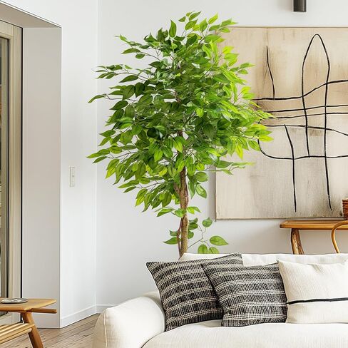 7ft شجرة الاصطناعية للديكور المنزلي ، نباتات فو ، نبات فو ، نباتات حرير مزيفة مع وعاء لمكتب غرفة المعيشة في المنزل الداخلي حديقة in Kuwait