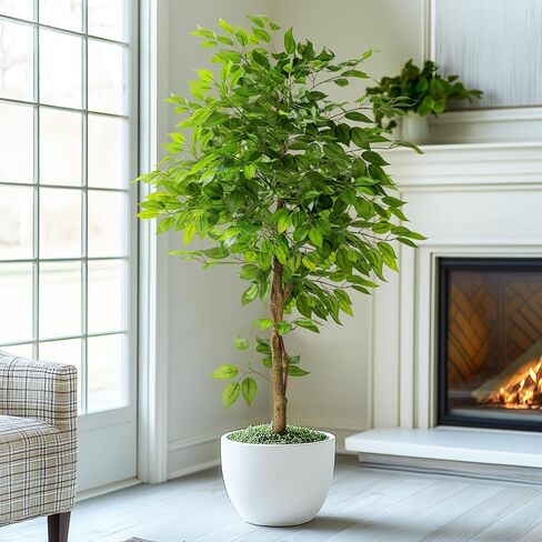 7ft شجرة الاصطناعية للديكور المنزلي ، نباتات فو ، نبات فو ، نباتات حرير مزيفة مع وعاء لمكتب غرفة المعيشة في المنزل الداخلي حديقة in Kuwait