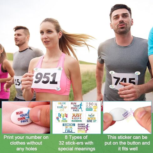 32pcs مقاطع مريلة عداء مع 32 ورقة ملصقات DIY قابلة لإعادة الاستخدام ، سهلة الاستخدام السحابات قفل أمان خفيفة الوزن للركض الآمن ، ماراثون ، الترياتلون ، ركوب الدراجات - بدون مغناطيس ، لا دبابيس مقاطع المريلة in Kuwait