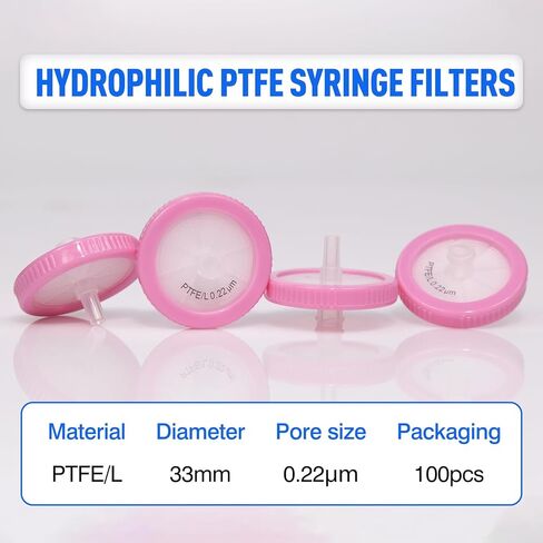 مرشحات المحقنة ptfe 33 مم 0.22 أم ، 100pcs in Kuwait