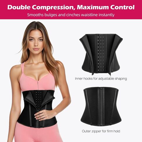 Atbuty Short Torso Waist Trainer for Women Underbust Latex Waist Corsets Cincher Hourglass Body Shaper in Saudi Arabia