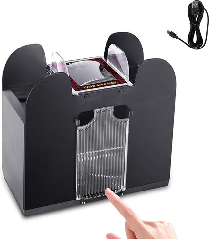 البطاقة الأوتوماتيكية Shuffler 6 Deck Electric Huchice Card Shuffler للبطاقات ، USB/البطارية التي يتم تشغيلها ، مثالية لألعاب البوكر ، UNO ، وألعاب الورق in Kuwait