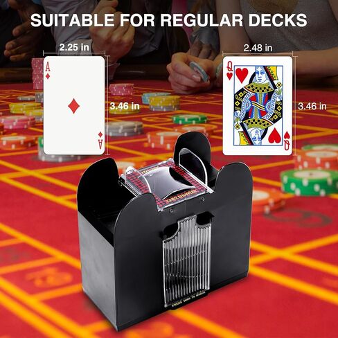 البطاقة الأوتوماتيكية Shuffler 6 Deck Electric Huchice Card Shuffler للبطاقات ، USB/البطارية التي يتم تشغيلها ، مثالية لألعاب البوكر ، UNO ، وألعاب الورق in Kuwait