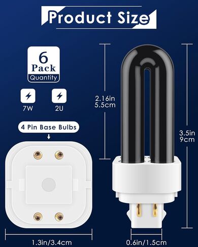 مصابيح بديلة PACETAP 7W 41050 لـ Dynatrap DT1050 DT1100 DT1210 DT1250 DT1260، لمبة بديلة 1/2 فدان على شكل حرف U مصابيح بديلة لـ DynaTrap (4 عبوات) in Kuwait