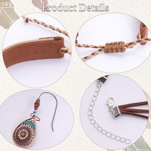 3 Pcs Western Jewelry for Women Boho Vintage Necklace Earrings Bracelet Set Bohemian Women Bohemian Jewelry Set in Kuwait