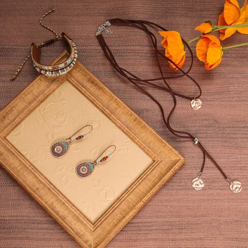 3 Pcs Western Jewelry for Women Boho Vintage Necklace Earrings Bracelet Set Bohemian Women Bohemian Jewelry Set in Kuwait