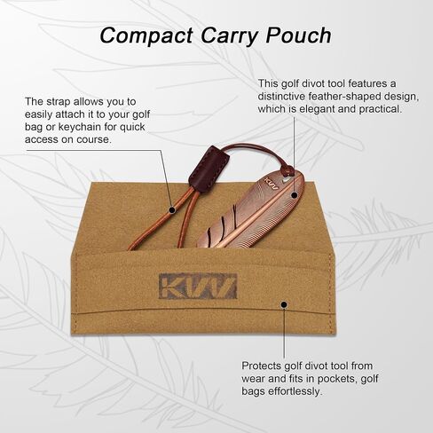 KVV Premium Single-Prong Feather-Inspired Divot Tool with Leather Lanyard – Perfect Golf Gift for Golfers in Saudi Arabia