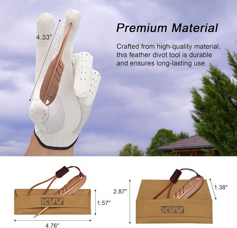 KVV Premium Single-Prong Feather-Inspired Divot Tool with Leather Lanyard – Perfect Golf Gift for Golfers in Saudi Arabia