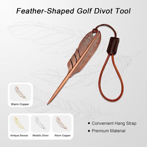 KVV Premium Single-Prong Feather-Inspired Divot Tool with Leather Lanyard – Perfect Golf Gift for Golfers in Saudi Arabia