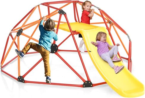Costzon Climbing Dome مع Slide ، 8ft Kids Jungle Gym Gym Monkey Bar Toys for Outdoor ، 2 في 1 ملعب متسلق هندسي داخلي ل 3-8 بويز جيرلز الصغار الصغار in Saudi Arabia