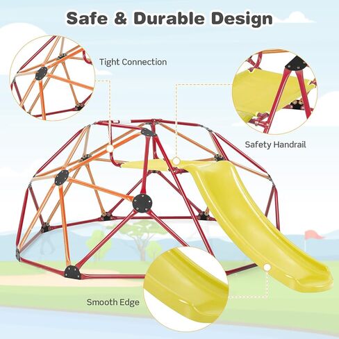 Costzon Climbing Dome مع Slide ، 8ft Kids Jungle Gym Gym Monkey Bar Toys for Outdoor ، 2 في 1 ملعب متسلق هندسي داخلي ل 3-8 بويز جيرلز الصغار الصغار in Saudi Arabia