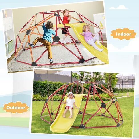 Costzon Climbing Dome مع Slide ، 8ft Kids Jungle Gym Gym Monkey Bar Toys for Outdoor ، 2 في 1 ملعب متسلق هندسي داخلي ل 3-8 بويز جيرلز الصغار الصغار in Saudi Arabia