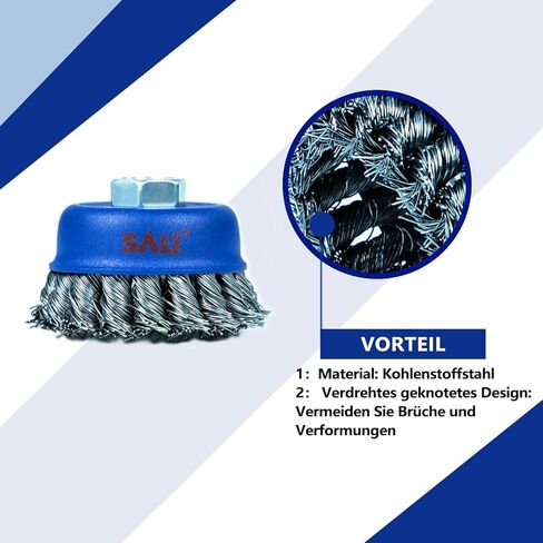 SALI 6 Pack Wire Cup Brush, 4 Inch Twisted Knotted Cup Brush for Grinders, with 5/8-11 Inch Arbor for Heavy Cleaning Rust, Stripping and Abrasive, for Angle Grinder in Kuwait