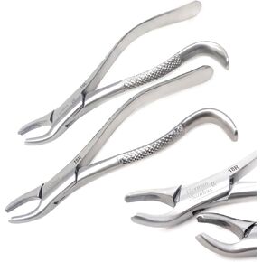 A2Z 2pc German Dental Extraction Forceps #18R #18L- For Extracting Maxillary Upper Right Left 1st & 2nd Molars from Alveolar Bone - Serrated Jaws & Sturdy Handle Grip - Made of Premium Stainless Steel in Kuwait