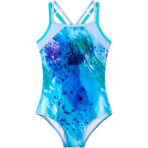 Belovance Girls Swimsuit One Piece Swimwear Adjustable Straps Back Cutout Athletic Sport Kids Tween Bathing Suit 5-14 Years in Kuwait