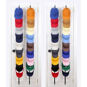 منحنى مثالي قبعة منظم Caprack | رف قبعة فوق الباب والمنظم | رف قبعة البيسبول | رف القبعة للباب | كاب منظم | 2 الأشرطة | يحمل 18 إلى 36 قبعات قابلة للتعديل | الأسود in Kuwait