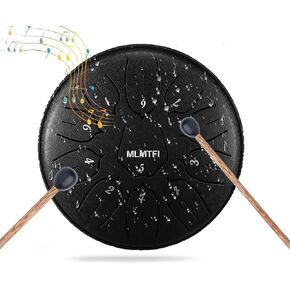 Rain Drum for Outside Garden, 6 Inches 11 Notes Rain Chimes for Outside, Waterproof Steel Tongue Drum for Meditation Beginner Yoga, Metal Hand Drums with Bag Music Book Drum Mallets (Blue) in Kuwait
