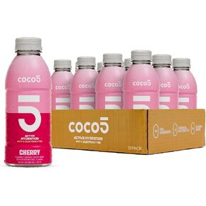 Coco5 Clean Sports Hydration Cherry Flavor | 100% Natural | 50% Less Sugar | Nothing Artificial | Non-GMO | Gluten Free | Developed by Pro Trainers for Pro Athletes | 16.9 OZ (Pack - 12) in Saudi Arabia