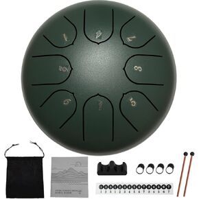 Steel Tongue Drum 6 Inch 8 Notes, Rain Drum with Music Book and Handpan Mallets for Musical Education Entertainment Zen Meditation Yoga Gifts (Malachite) in Saudi Arabia