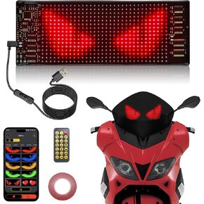 2pcs شيطان عيون الضوء للسيارات ، 14.72inx3.62in شاشة LED مرنة قابلة للبرمجة مع التحكم عن بعد/التطبيق ، شاشة ناعمة لأضواء LED للسيارة ، عيون LED لزجاج الزجاج الأمامي in Kuwait