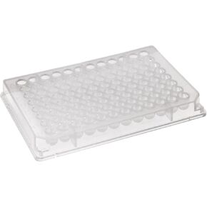 Corning 3596 Polystyrene Flat Bottom 96 Well TC-Treated Clear Microplate, With Lid, 360 microliter Well Volume (Case of 50) in Kuwait