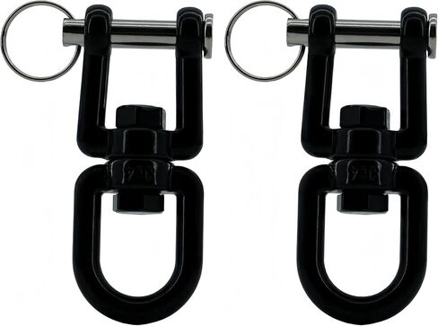 2PCS 5/16"(M8) Swivel Shackle Hook, 360°Swing Swivel Anchor Hook,304 Stainless Steel Eye x Jaw Double Ring Connector Clevis Shackle,Black in Kuwait