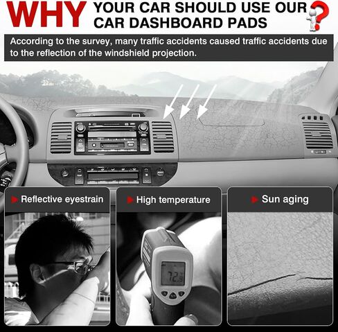 Autorder Dashboard Cover Mat for Toyota Camry 2025 Accessories Dash Cover Upgrade Velvet Dash Mat Sunshade Glare UV Rays Protector(Without HUD) in Kuwait