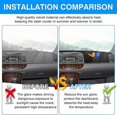 Autorder Dashboard Cover Mat for Toyota Camry 2025 Accessories Dash Cover Upgrade Velvet Dash Mat Sunshade Glare UV Rays Protector(Without HUD) in Kuwait