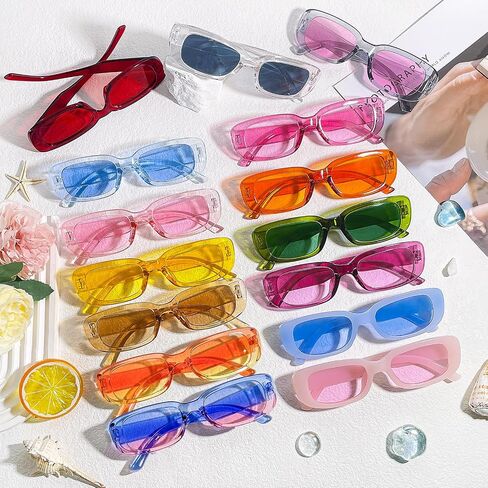 Pibupibu Wholesale 40 Pairs 90s Retro Rectangle Sunglasses Bulk Adults Unisex, Fun Colorful Y2k Glasses Party Favors in Kuwait