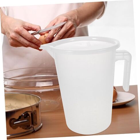 Generic Large Capacity Measuring Jug with Scale and Lid Food Grade Plastic Pitcher Comfortable Handle for Home Restaurant and Cafe Use Accurate Measuring Cup for Milk Tea in Saudi Arabia