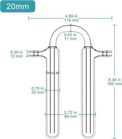 stonylab u glass gas blbler ، reverse flow il propbler bublber adapter with اثنين in Saudi Arabia