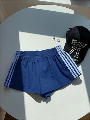 MakeMeChic Women's Striped Wide Leg Workout Shorts Casual Lounge Running Shorts in Saudi Arabia