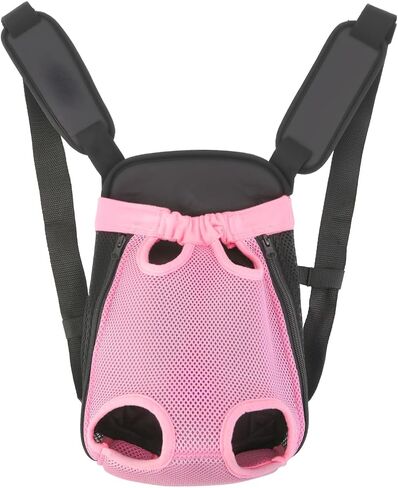Inspack Dog Backpack Carrier/Cat Carrier, Adjustable Pet Front Carriers Travel Bag for Puppy Medium Dogs, Legs Out, Soft Ventilated Doggie Chest Carry Backpacks for Hiking/Camping, 2.5-4 lbs, Pink in Saudi Arabia