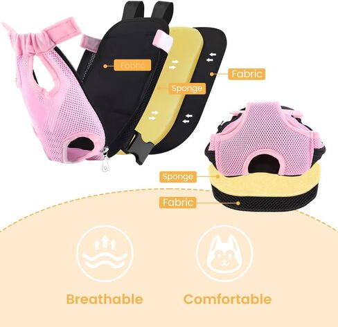 Inspack Dog Backpack Carrier/Cat Carrier, Adjustable Pet Front Carriers Travel Bag for Puppy Medium Dogs, Legs Out, Soft Ventilated Doggie Chest Carry Backpacks for Hiking/Camping, 2.5-4 lbs, Pink in Saudi Arabia
