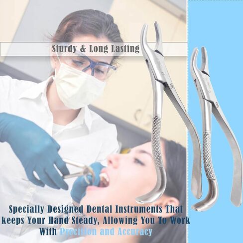 A2Z 2pc German Dental Extraction Forceps #18R #18L- For Extracting Maxillary Upper Right Left 1st & 2nd Molars from Alveolar Bone - Serrated Jaws & Sturdy Handle Grip - Made of Premium Stainless Steel in Saudi Arabia