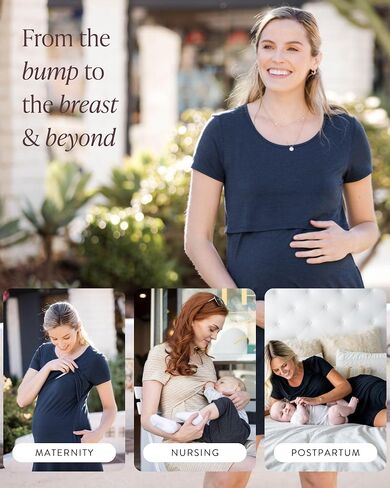 Kindred Bravely Eleanora Ultra Soft Maternity Nursing Dress | Short Sleeve Breastfeeding Dress with Pockets in Saudi Arabia
