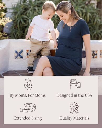 Kindred Bravely Eleanora Ultra Soft Maternity Nursing Dress | Short Sleeve Breastfeeding Dress with Pockets in Saudi Arabia