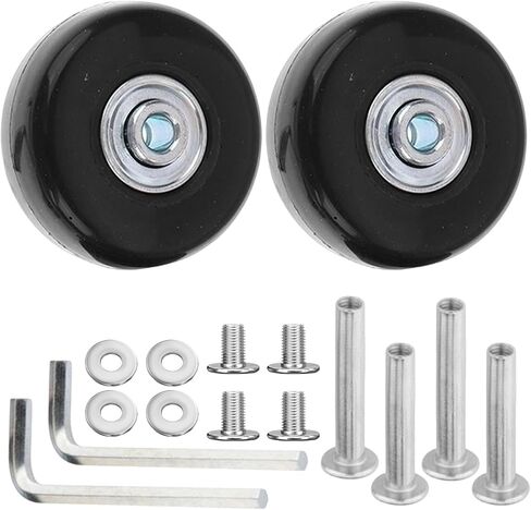 57 x 27mm Small Luggage Wheels Replacement, 2pcs Universal Smooth Swivel Caster Wheels, Silent Black Rubber Suitcase Trolley Wheels Repair Kit in Saudi Arabia