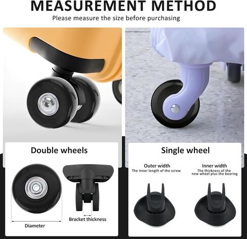 57 x 27mm Small Luggage Wheels Replacement, 2pcs Universal Smooth Swivel Caster Wheels, Silent Black Rubber Suitcase Trolley Wheels Repair Kit in Saudi Arabia