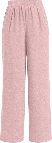 SHOPESSA Lounge Pants Women High Waist Wide Straight Leg Trousers Solid Color with Casual Loose Lightweight Pants in Saudi Arabia