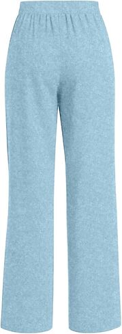 SHOPESSA Lounge Pants Women High Waist Wide Straight Leg Trousers Solid Color with Casual Loose Lightweight Pants in Saudi Arabia