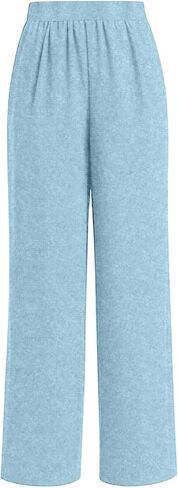 SHOPESSA Lounge Pants Women High Waist Wide Straight Leg Trousers Solid Color with Casual Loose Lightweight Pants in Saudi Arabia