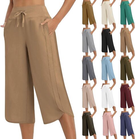 sopessa womens capris لصيف الصيف عالية الخصر صالة الساق الساق in Kuwait